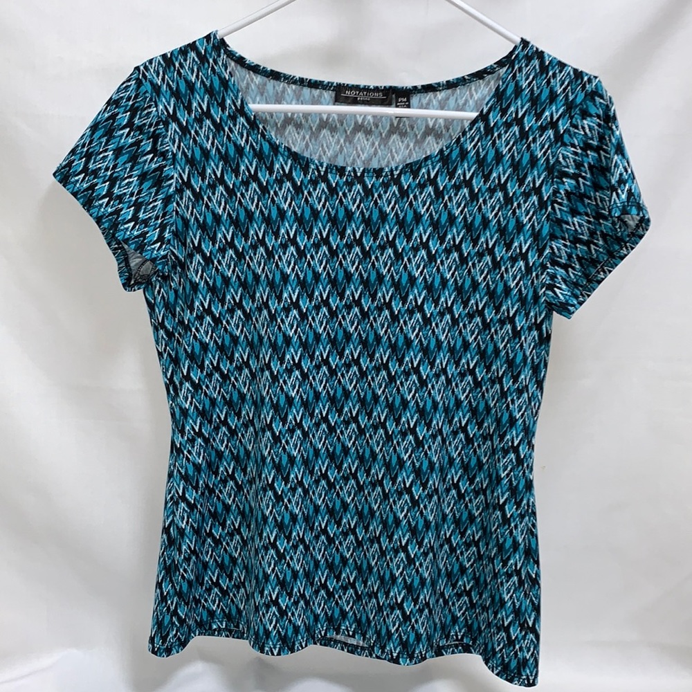 Teal and black shirt sleeved top. MP by Notations